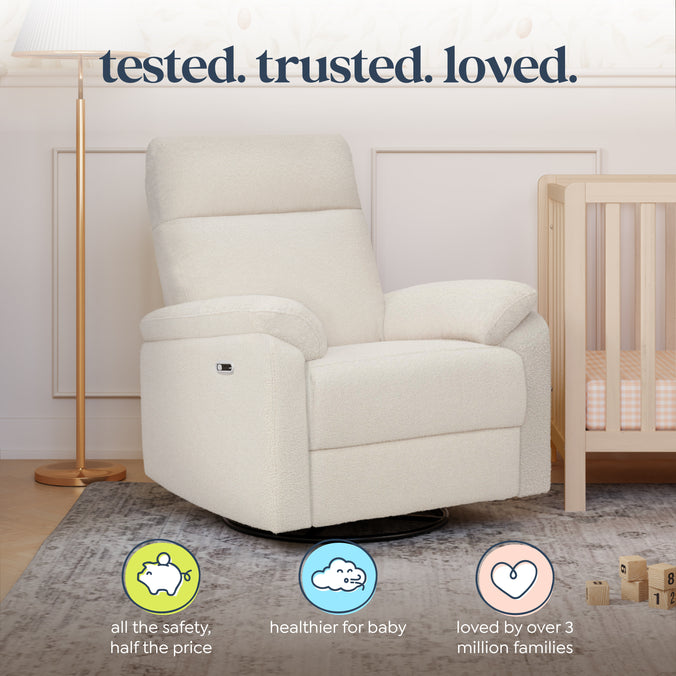 M24388CCB,DaVinci,Suzy Electronic Swivel Recliner in Cozy Cream Boucle