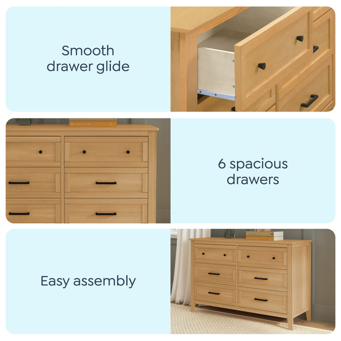 M24726HY,DaVinci,Beau 6-Drawer Dresser in Honey