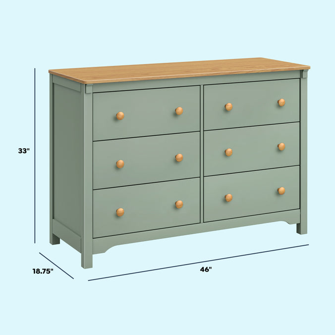 M27226LSHY,DaVinci,Shea 6-Drawer Dresser in Light Sage and Honey