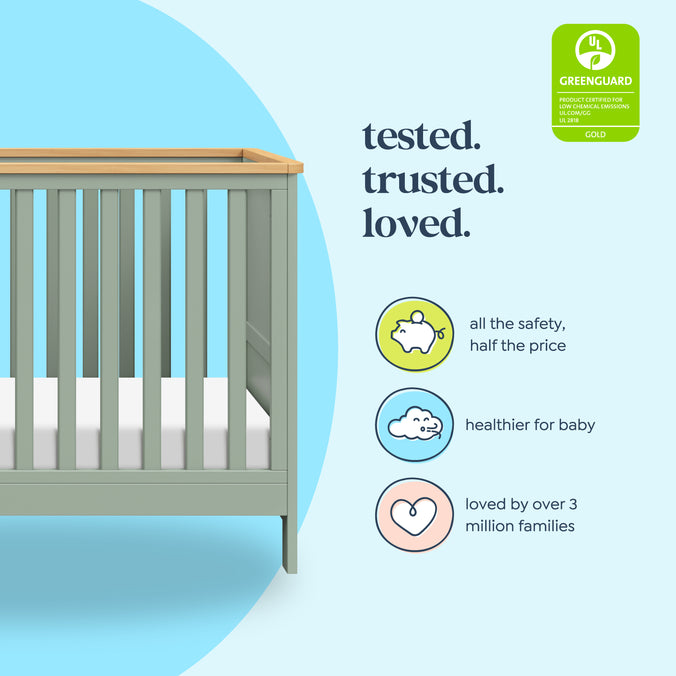 M27242LSHY,DaVinci,Shea 5-in-1 Convertible Crib to Junior Bed in Light Sage and Honey