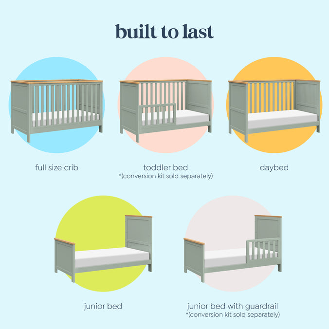 M27242LSHY,DaVinci,Shea 5-in-1 Convertible Crib to Junior Bed in Light Sage and Honey