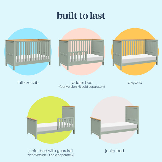 M27242LSHY,DaVinci,Shea 5-in-1 Convertible Crib to Junior Bed in Light Sage and Honey
