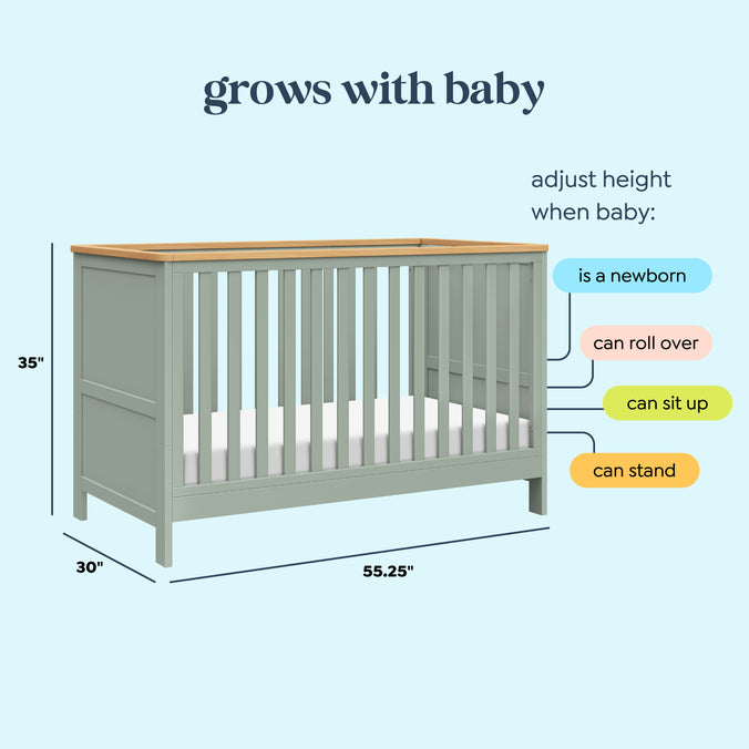 M27242LSHY,DaVinci,Shea 5-in-1 Convertible Crib to Junior Bed in Light Sage and Honey