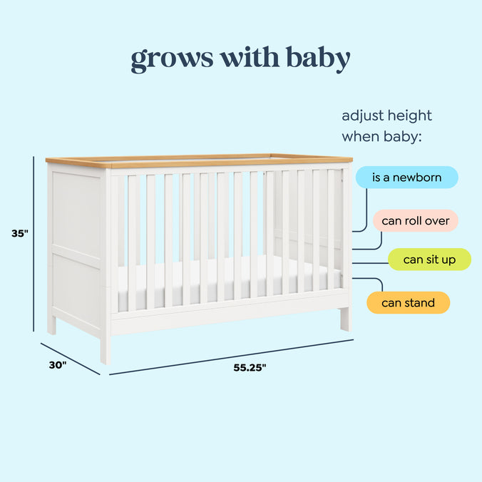 M27242RWHY,DaVinci,Shea 5-in-1 Convertible Crib to Junior Bed in Warm White and Honey