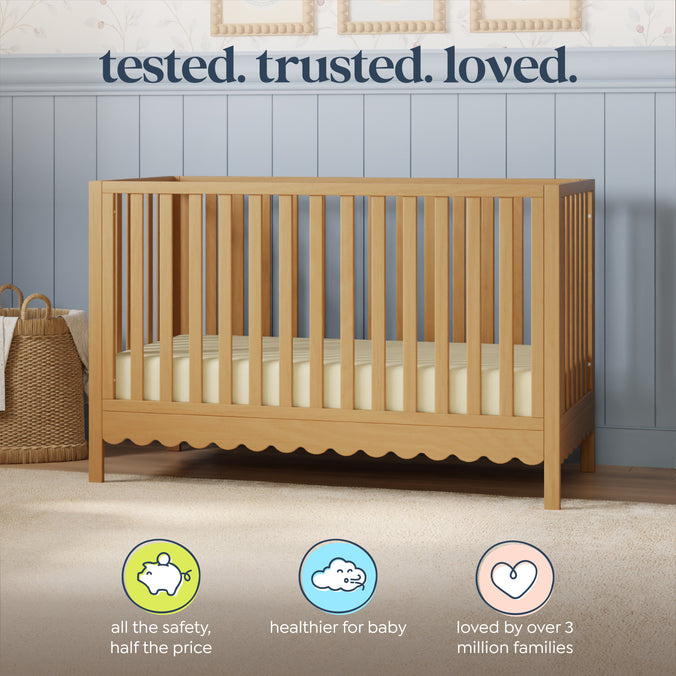 M27801HY,DaVinci,Sammy Scallop 4-in-1 Convertible Crib in Honey