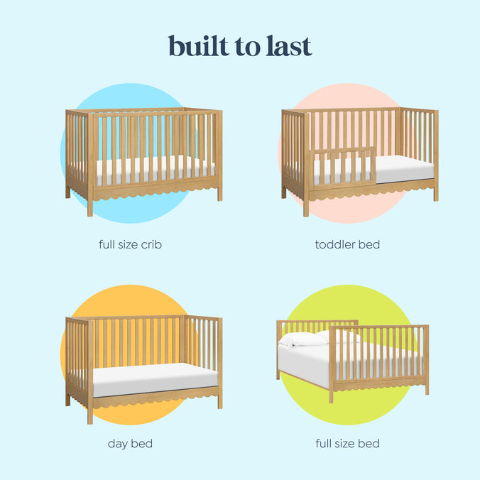 M27801HY,DaVinci,Sammy Scallop 4-in-1 Convertible Crib in Honey