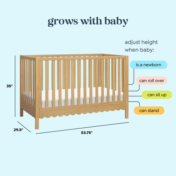 M27801HY,DaVinci,Sammy Scallop 4-in-1 Convertible Crib in Honey