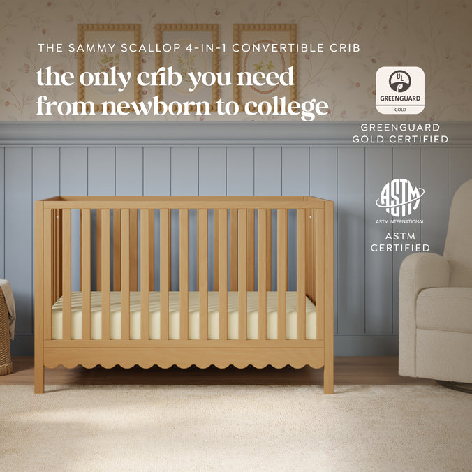 M27801HY,DaVinci,Sammy Scallop 4-in-1 Convertible Crib in Honey
