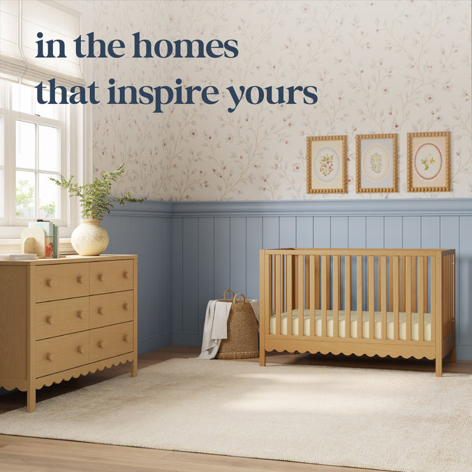 M27801HY,DaVinci,Sammy Scallop 4-in-1 Convertible Crib in Honey