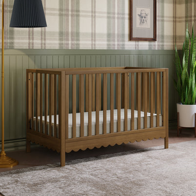 M27801L,DaVinci,Sammy Scallop 4-in-1 Convertible Crib in Walnut