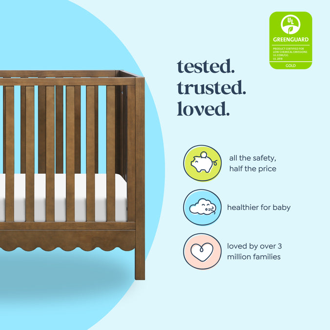 M27801L,DaVinci,Sammy Scallop 4-in-1 Convertible Crib in Walnut