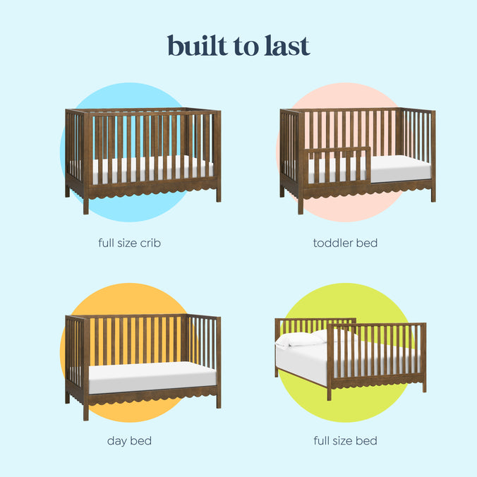 M27801L,DaVinci,Sammy Scallop 4-in-1 Convertible Crib in Walnut