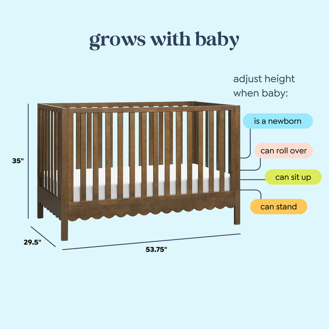 M27801L,DaVinci,Sammy Scallop 4-in-1 Convertible Crib in Walnut