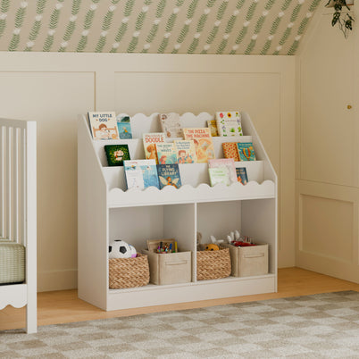 M27811W,DaVinci,Sammy Scallop Bookcase in White