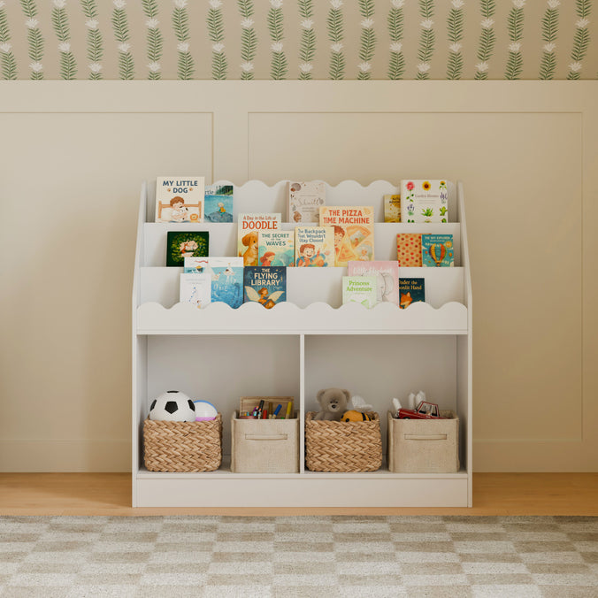 M27811W,DaVinci,Sammy Scallop Bookcase in White
