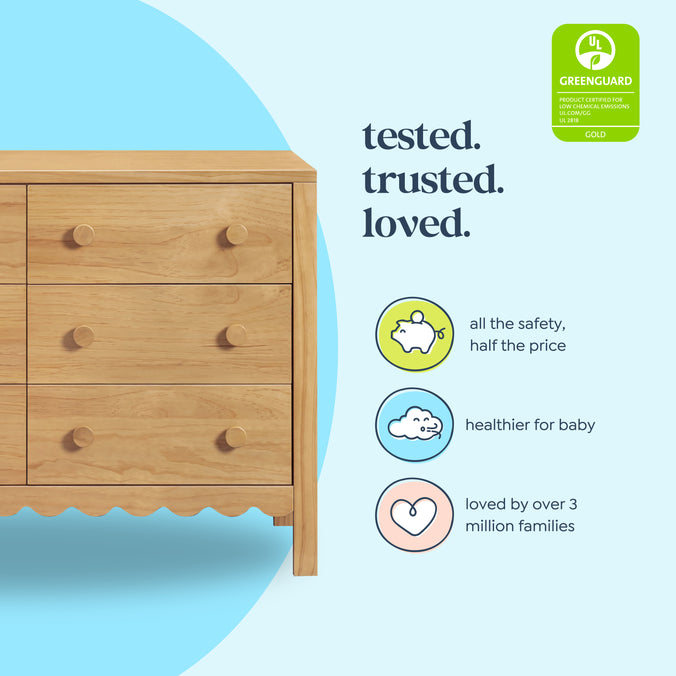 M27826HY,DaVinci,Sammy Scallop 6-Drawer Dresser in Honey