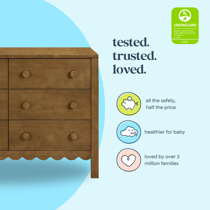 M27826L,DaVinci,Sammy Scallop 6-Drawer Dresser in Walnut