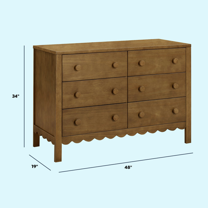 M27826L,DaVinci,Sammy Scallop 6-Drawer Dresser in Walnut