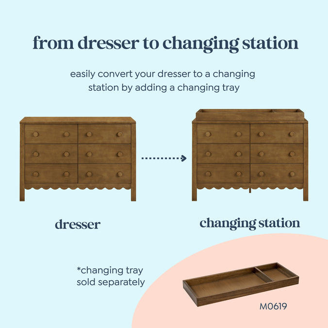 M27826L,DaVinci,Sammy Scallop 6-Drawer Dresser in Walnut