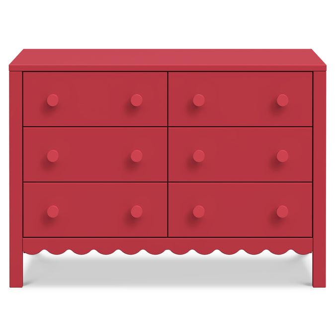 M27826TRD,DaVinci,Sammy Scallop 6-Drawer Dresser in Strawberry Red