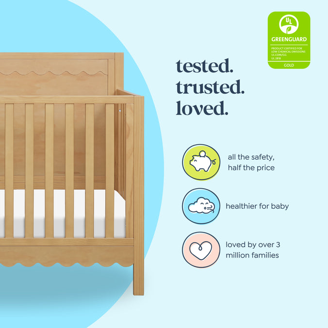 M27841HY,DaVinci,Sammy Scallop Cottage 4-in-1 Convertible Crib in Honey