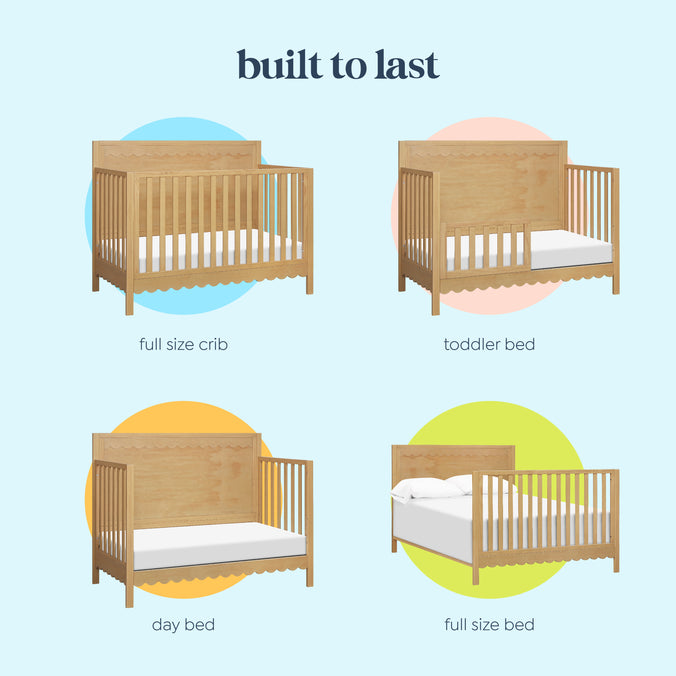 M27841HY,DaVinci,Sammy Scallop Cottage 4-in-1 Convertible Crib in Honey