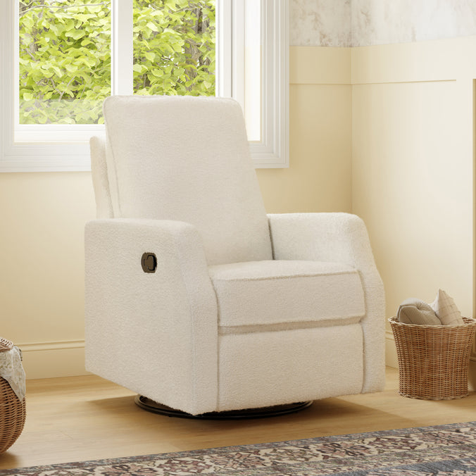 M33187CCB,DaVinci,Lucas Pillowback Swivel Recliner in Cozy Cream Boucle
