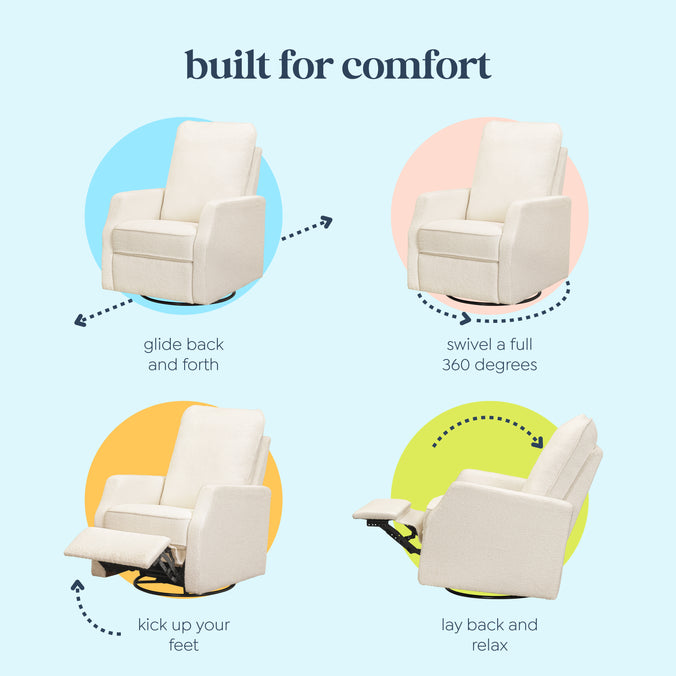 M33187CCB,DaVinci,Lucas Pillowback Swivel Recliner in Cozy Cream Boucle