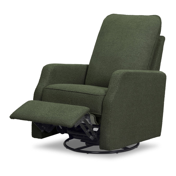 M33187COB,DaVinci,Lucas Pillowback Swivel Recliner in Cozy Olive Boucle