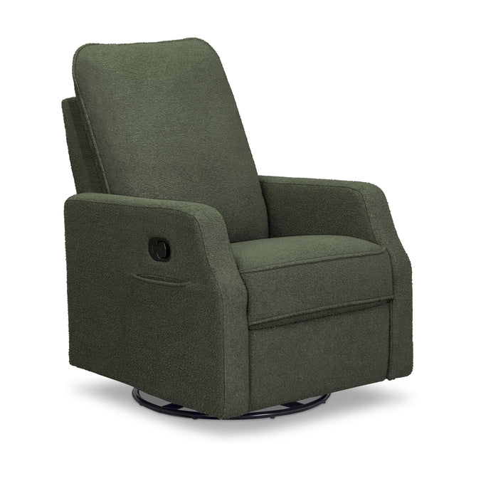 M33187COB,DaVinci,Lucas Pillowback Swivel Recliner in Cozy Olive Boucle