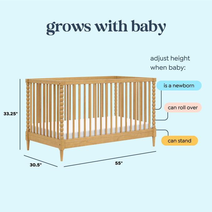 M33201HY,DaVinci,Lainey Bobbins 3-in-1 Convertible Crib in Honey