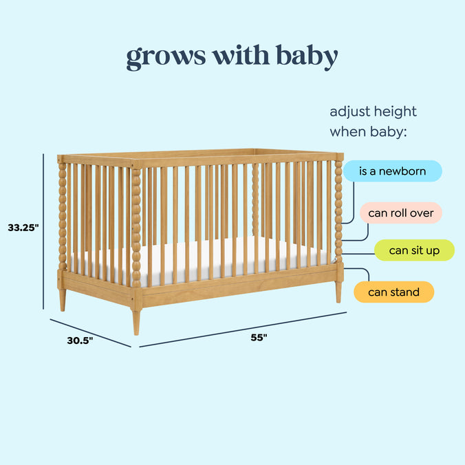 M33201HY,DaVinci,Lainey Bobbins 3-in-1 Convertible Crib in Honey