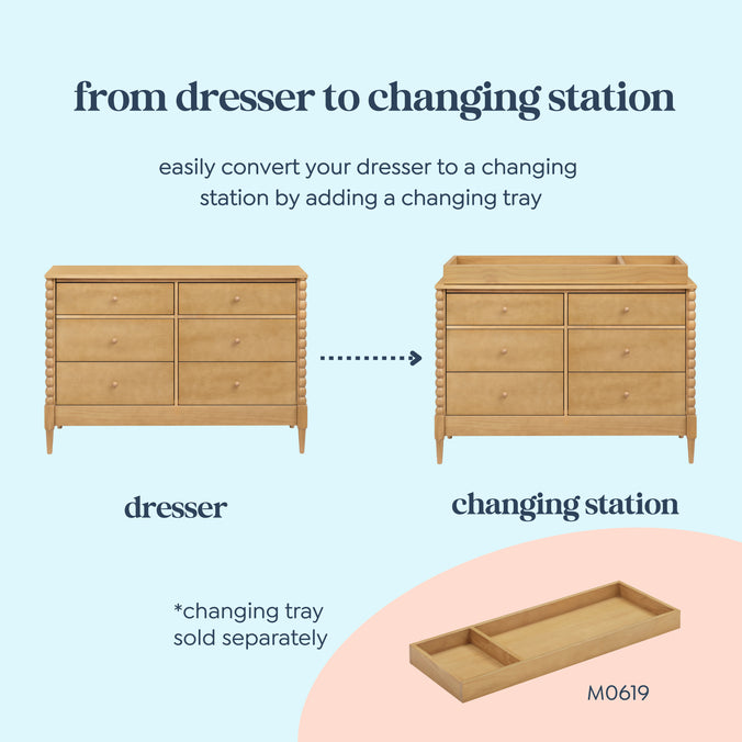M33226HY,DaVinci,Lainey Bobbins 6-Drawer Dresser in Honey