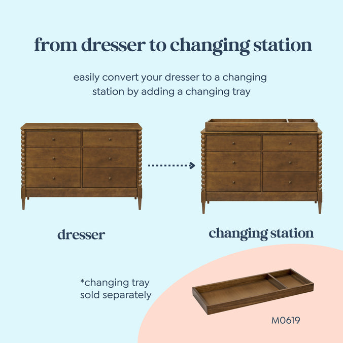 M33226L,DaVinci,Lainey Bobbins 6-Drawer Dresser in Walnut