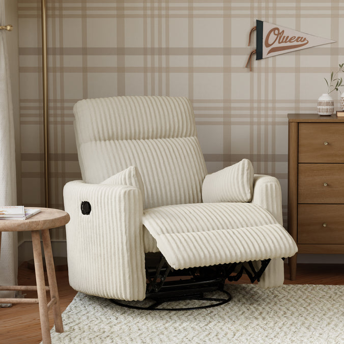 M33787CCC,DaVinci,Atlas Swivel Recliner in Cozy Cream Corduroy