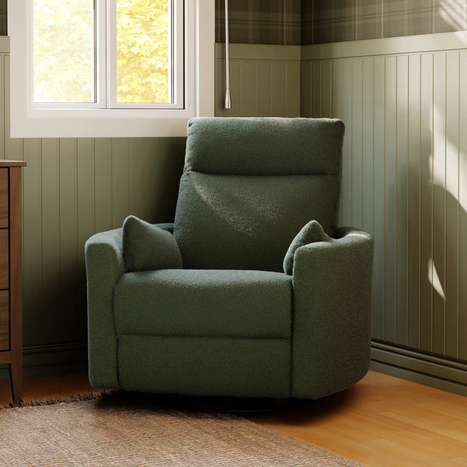 M33787COB,DaVinci,Atlas Swivel Recliner in Cozy Olive Boucle