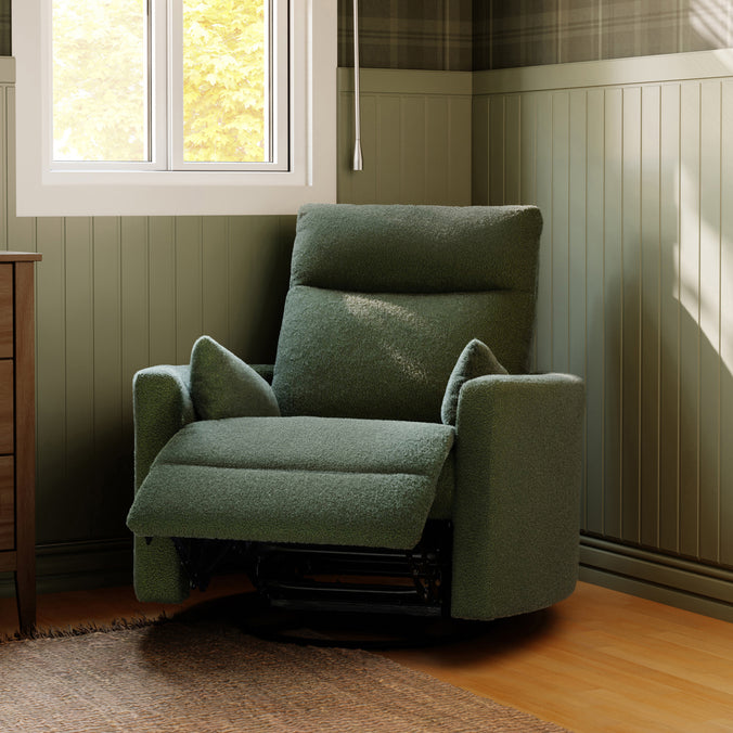 M33787COB,DaVinci,Atlas Swivel Recliner in Cozy Olive Boucle