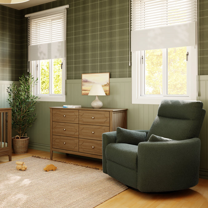 M33787COB,DaVinci,Atlas Swivel Recliner in Cozy Olive Boucle
