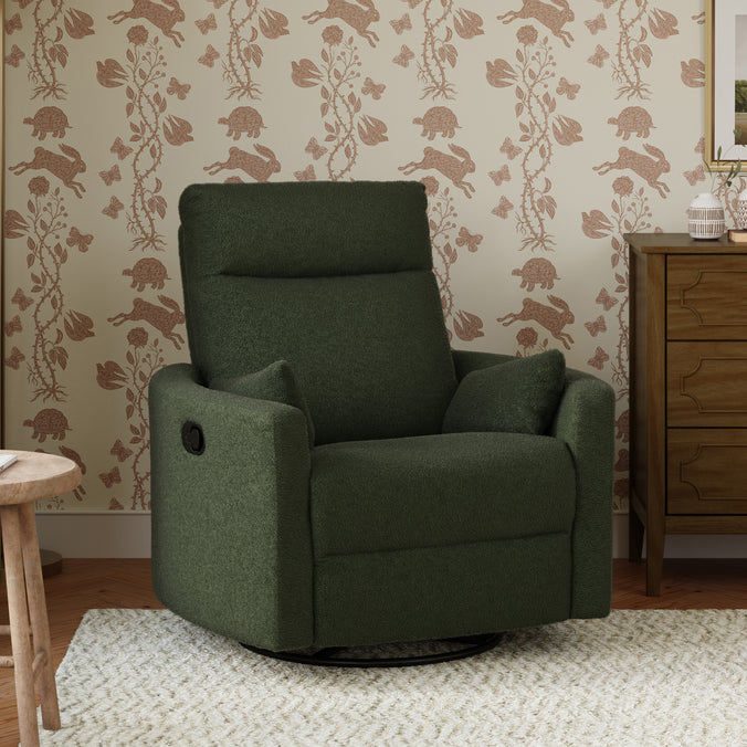 M33787COB,DaVinci,Atlas Swivel Recliner in Cozy Olive Boucle