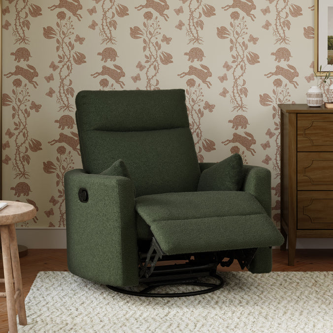 M33787COB,DaVinci,Atlas Swivel Recliner in Cozy Olive Boucle