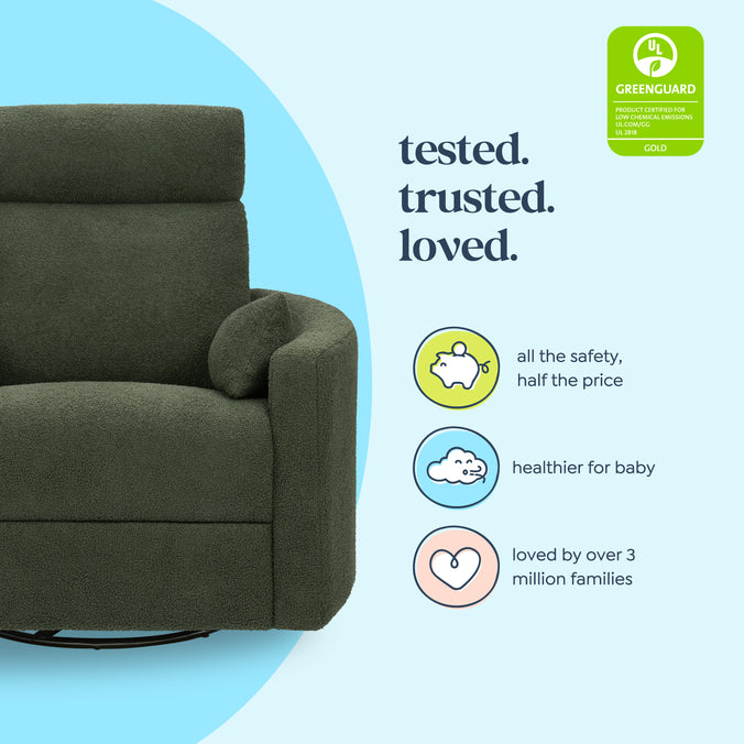 M33787COB,DaVinci,Atlas Swivel Recliner in Cozy Olive Boucle