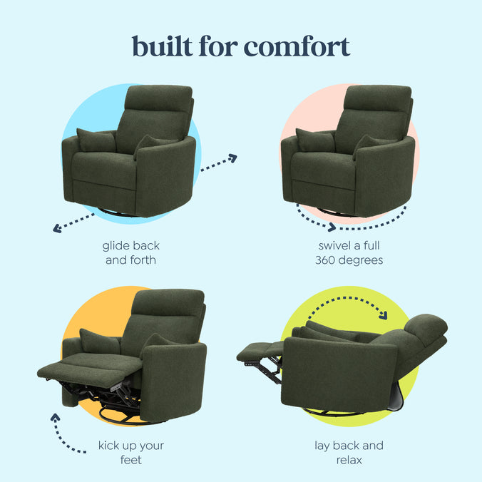 M33787COB,DaVinci,Atlas Swivel Recliner in Cozy Olive Boucle
