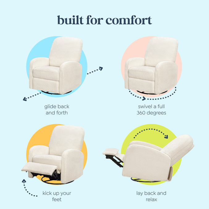 M34087CCB,DaVinci,Calder Swivel Recliner in Cozy Cream Boucle