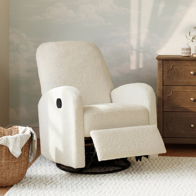 M34087CCB,DaVinci,Calder Swivel Recliner in Cozy Cream Boucle