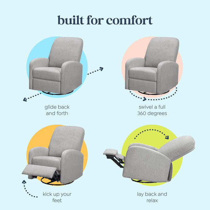 M34087FTG,DaVinci,Calder Swivel Recliner in Frost Grey