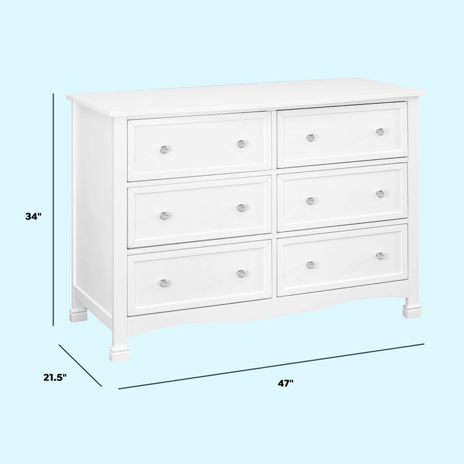 M5529W,DaVinci,Kalani 6-Drawer Double Wide Dresser in White Finish