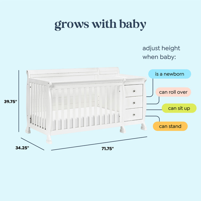 M5582W,DaVinci,Kalani 4-in-1 Convertible Crib & Changer in White