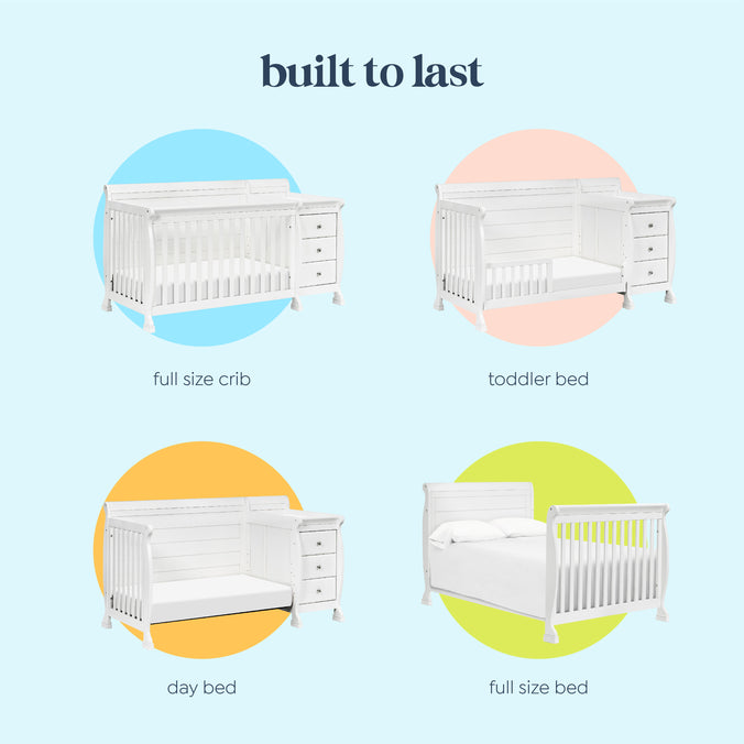 M5582W,DaVinci,Kalani 4-in-1 Convertible Crib & Changer in White