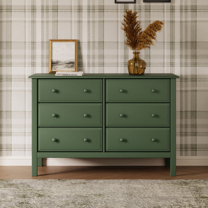 M5966FRGR,DaVinci,Hunter 6-Drawer Double Wide Dresser in Forest Green