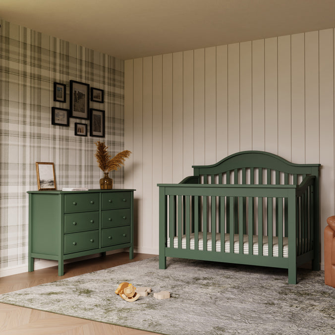 M5966FRGR,DaVinci,Hunter 6-Drawer Double Wide Dresser in Forest Green